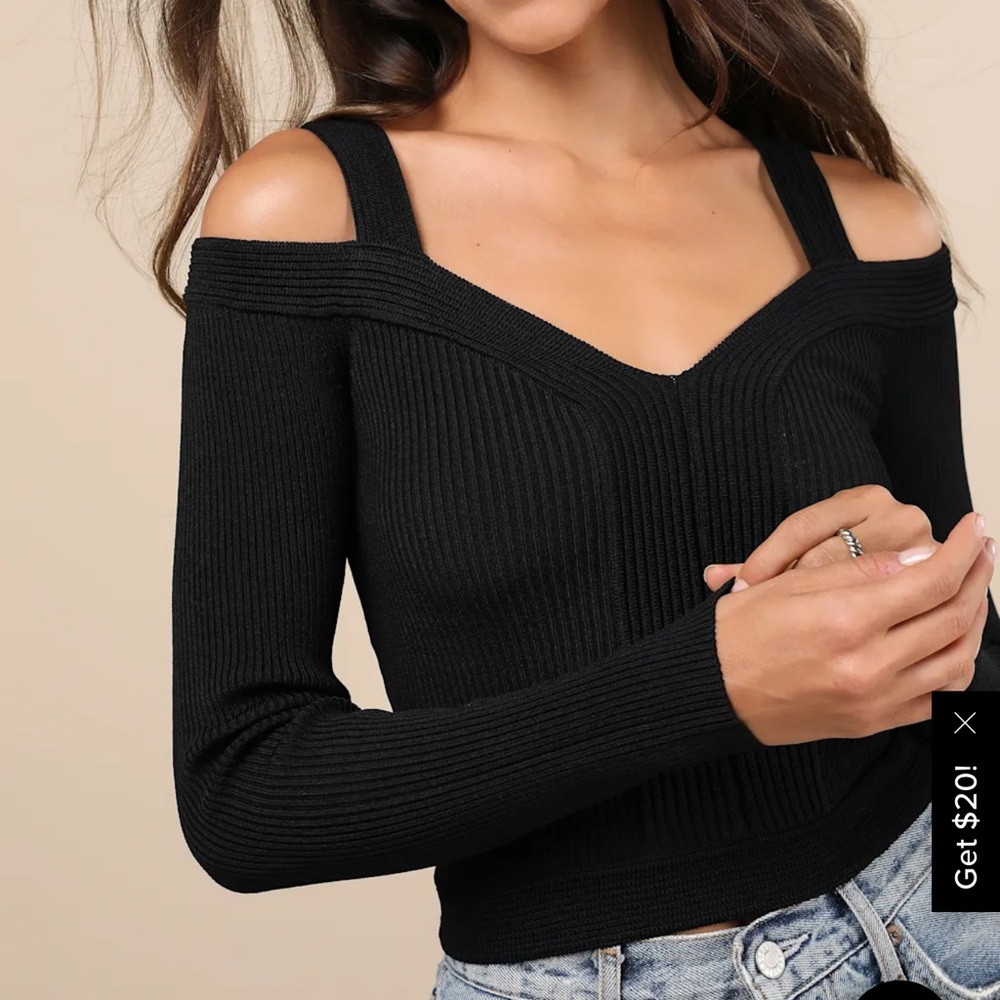 Astr Pacey Ribbed Cold Shoulder Sweater